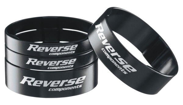 REVERSE Ultralight Spacer Set 1 1/8" Alu 5+10mm schwarz 4er Fahrrad Steuersatz