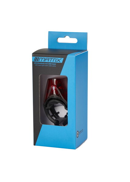 MATRIX Hawkeye LED Akku Rücklicht StVZO USB Fahrrad Sattelstütze schwarz