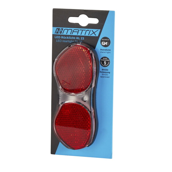 MATRIX RL23 LED Rücklicht Fahrrad Gepäckträger 80mm StVZO Schwarz