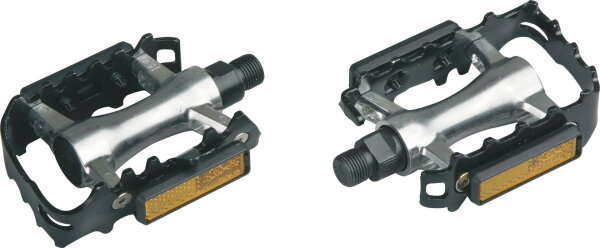 MATRIX MTB Pedal PE10 Fahrradpedale 9/16" kugelgelagert schwarz/silber Aluminium