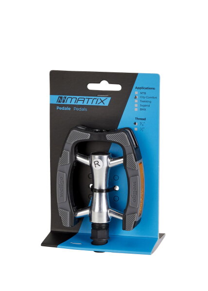 MATRIX Trekking City Komfort Pedale PE31 9/16 Zoll Kugelgelagert Schwarz Silber