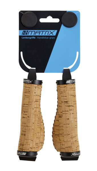 MATRIX Lenkergriff G12 Kork 135mm lang braun Alu Lockring Fahrradgriff