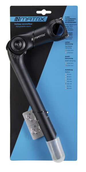 MATRIX ST6 Alu Vorbau Ahead winkelverstellbar 25,4mm schwarz-matt