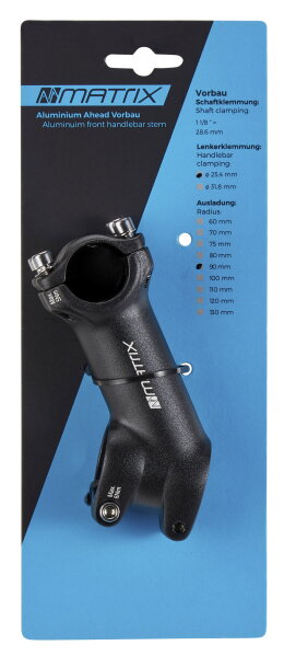 MATRIX ST15 Ahead-Vorbau Alu High Angle 25,4mm schwarz-matt für Trekking MTB