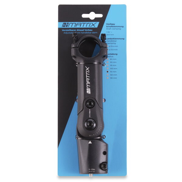 MATRIX Ahead-Vorbau UP-2 AHS Plus, höhenverstellbar, 31,8mm, 110mm, schwarz matt