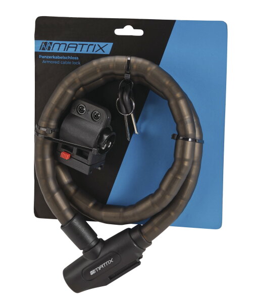 MATRIX PAS 1000 Panzerkabelschloss 1000mm Ø18mm rauch-schwarz mit Schlüssel