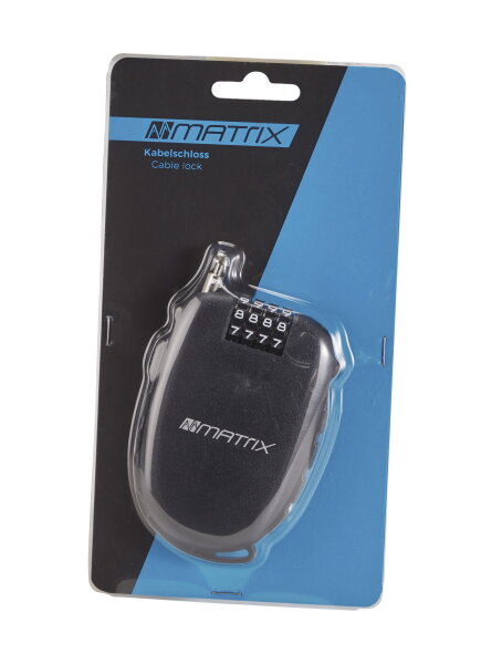 MATRIX Kabelschloss aufrollbar 900mm Zahlenschloss schwarz Fahrrad & Helm