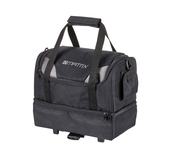 MATRIX Gepäckträgertasche UniKlip | Schwarz Silber | 15L | 9-16cm Träger