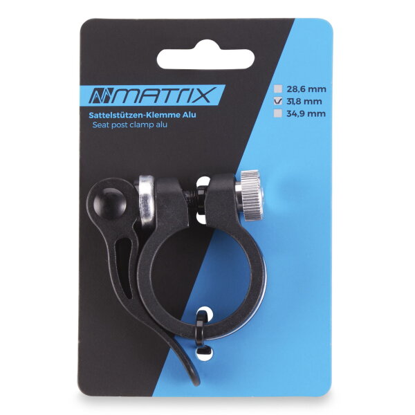 MATRIX Sattelstützklemme SC1 31,8mm schwarz Alu mit Schnellspanner Fahrrad